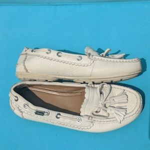 White leather Coach moccasin shoe